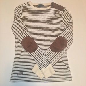 RALPH LAUREN SMALL NAVY BLUE BROWN  KNIT TOP